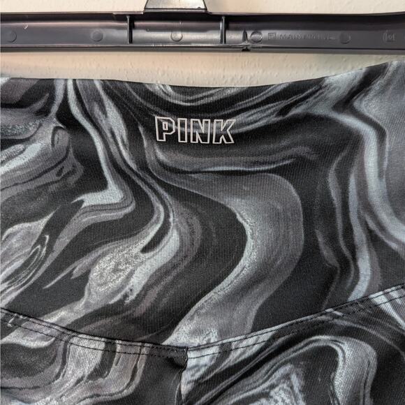 PINK VS Active Black Gray Swirl Mesh Sides Athletic Biker Shorts Size Medium - Picture 6 of 9